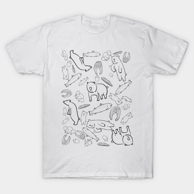 A bunch of bear(grizzly) drawings: minimalistic T-Shirt by doteau